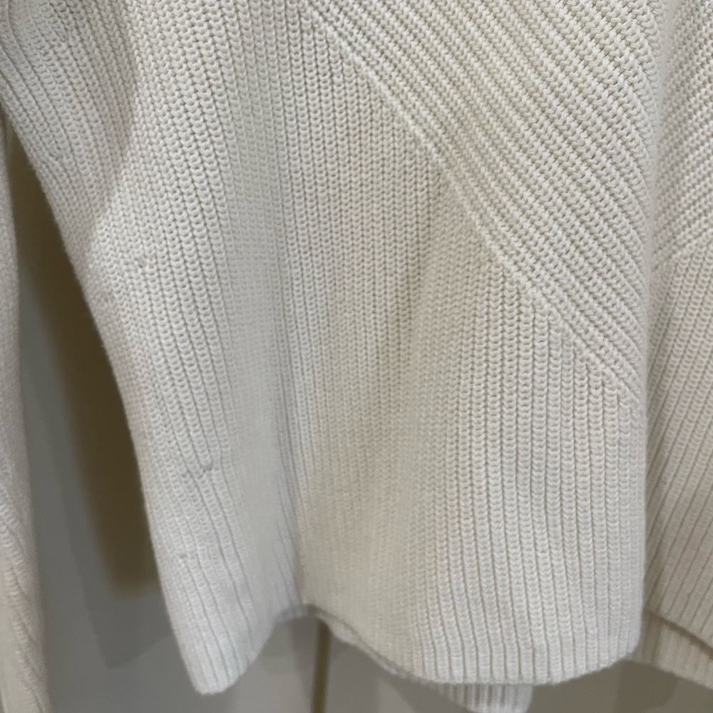 Maje White V-Neck Sweater with Black Sparkly Trim - Picture 5 of 9